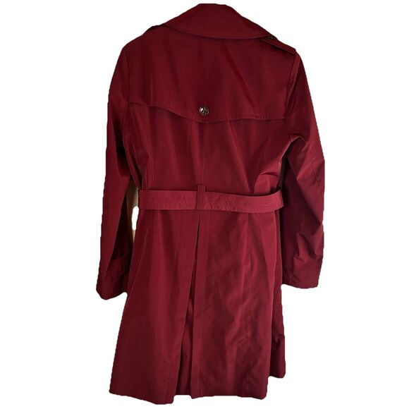London Fog Women’s Belted Trench Coat Garnet Red Zip Out Liner Size Medium - Picture 5 of 7